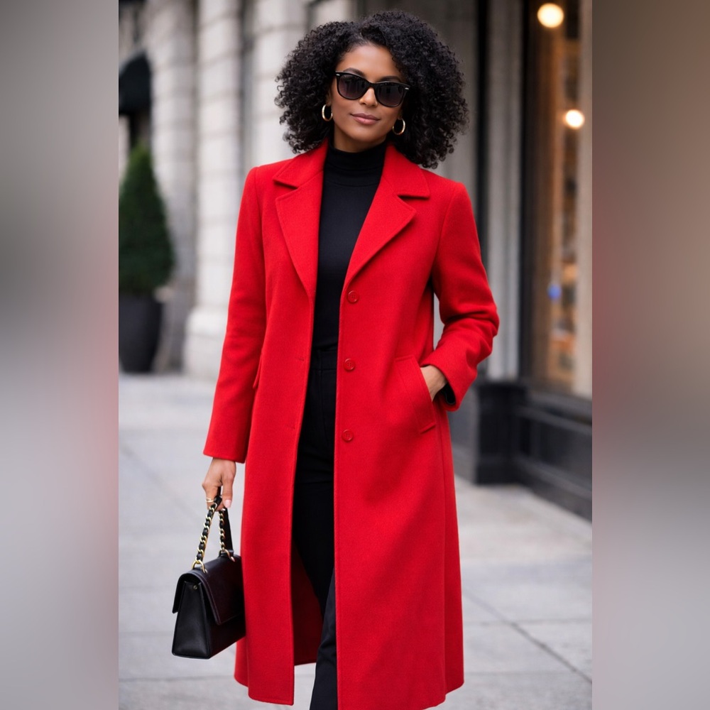 Jacobson Elegant Red Women's Trench Coat